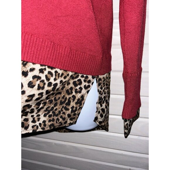 Belle By Kim Gravel Sz XXS Feather Knit Sweater & Woven Printed Combo Blouse EUC - Picture 8 of 14